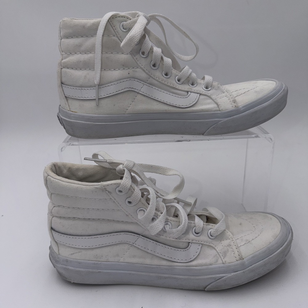 Vans Sk8-Hi Shoes Men's 5.5,‎ Women 7, White Hi-Top Skateboarding Sneakers Skate